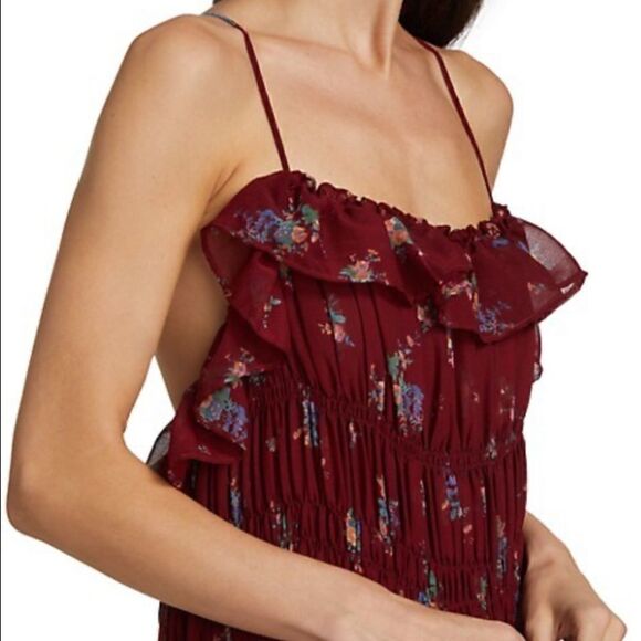 Free People Cloud Nine Chiffon Maxi Dress In Berry Combo Size S - Picture 2 of 9